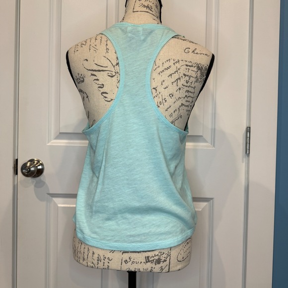 PINK Victoria's Secret Sequins Graphic Tank Top Aqua Blue Racerback Size XS - Picture 4 of 6